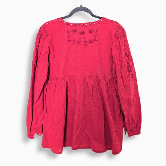 Gudrun sjoden 100% organic cotton floral embroidered ballon sleeve boho tunic M - Picture 3 of 8